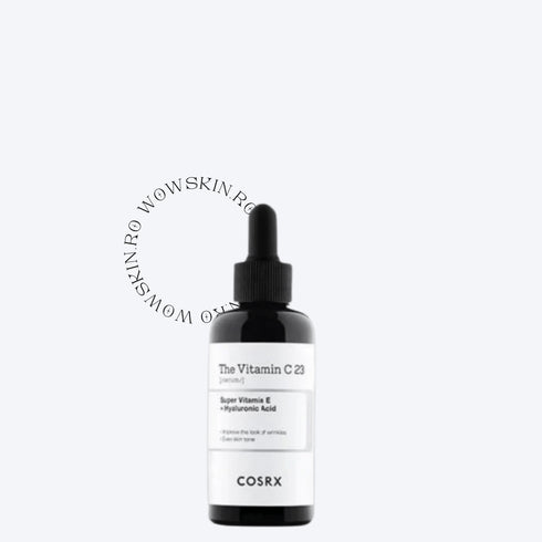 COSRX The Vitamin C 23 Serum cu 23% acid ascorbic pur reduce petele pigmentare și conferă tenului un aspect luminos și uniform. Ser ideal pentru estomparea cicatricilor post-acnee și revitalizare intensă. wowskin.ro